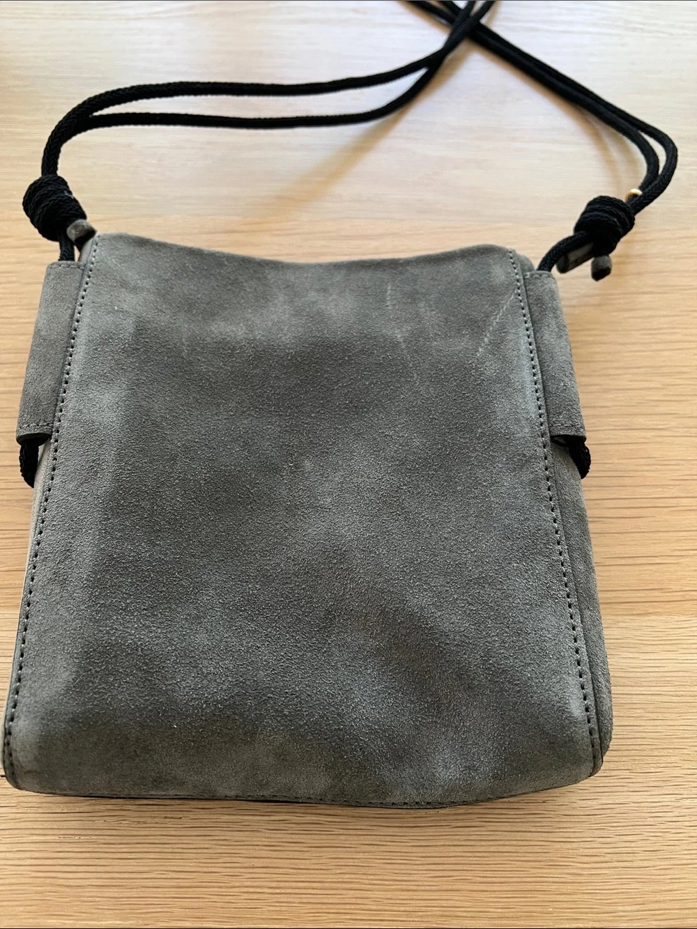 Rag and Bone Suede Crossbody Bag in Gray with Black Strap